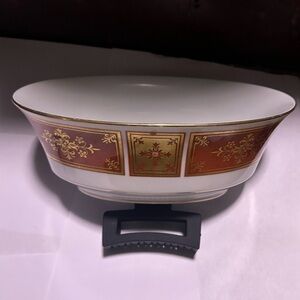 Elegant Gold and Red Decorative Bowl, Sango, Cumberland Collectible